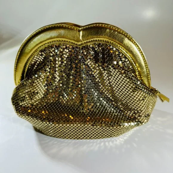 Gorgeous Vintage Gold Metal mesh evening bag with long strap zip closure EUC - Picture 6 of 6